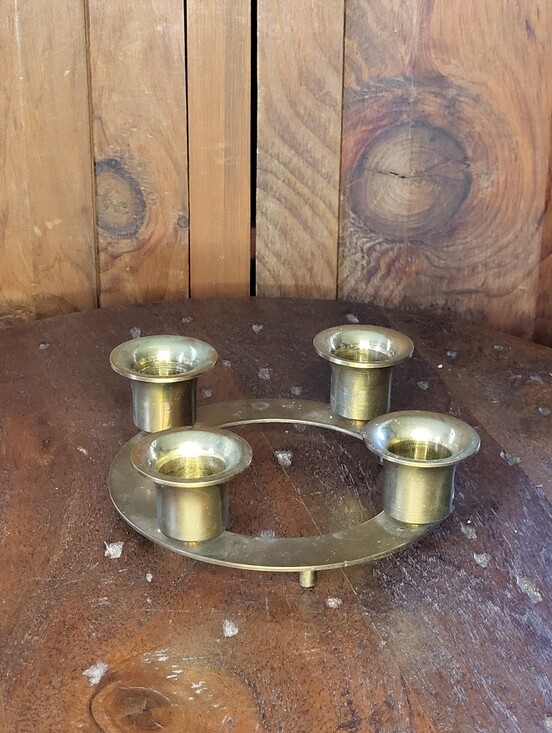 Other - Brass Four-Arm Candle Holder - Circular Advent Style